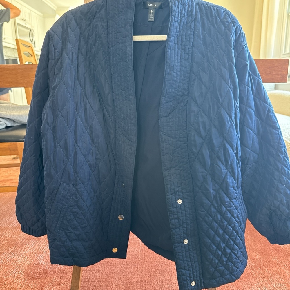 Aqua Women's Dark Blue Quilted Puffer Jacket